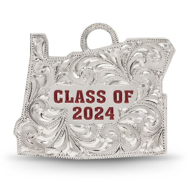 OREGON TASSEL CHARM, Oregon Graduation Cap Tassel Charm. Crafted on a hand engraved German Silver base, detailed with customizable lettering. Add your class, year, and school c